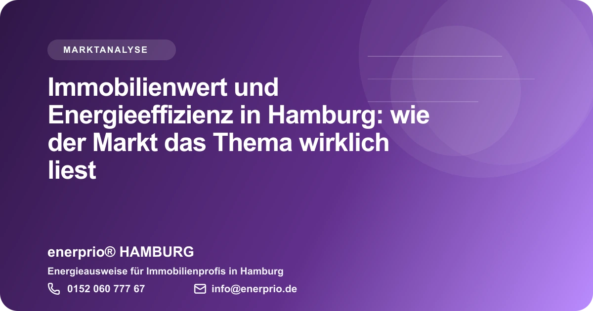 Artikelbild: Immobilienwert und Energieeffizienz in Hamburg: wie der Markt das Thema wirklich liest – enerprio® HAMBURG für Immobilienprofis in Hamburg