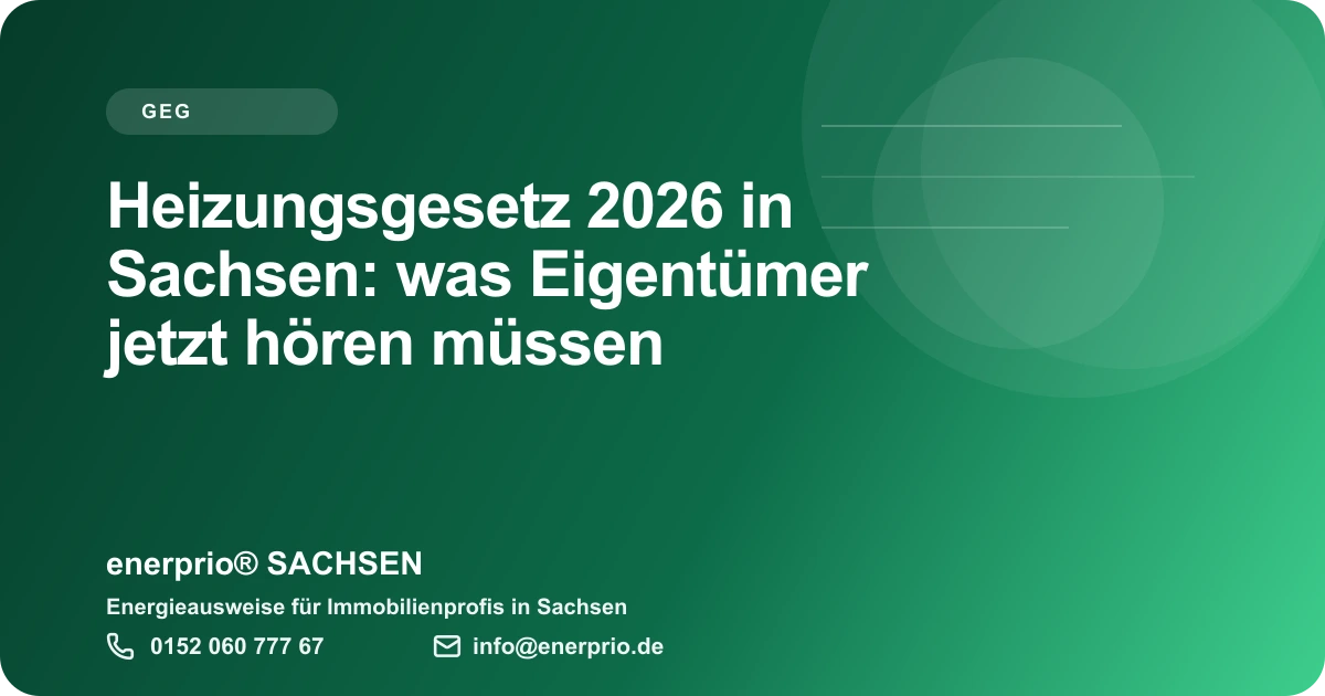 Artikelbild: Heizungsgesetz 2026 in Sachsen: was Eigentuemer jetzt hoeren muessen – enerprio® SACHSEN für Immobilienprofis in Sachsen