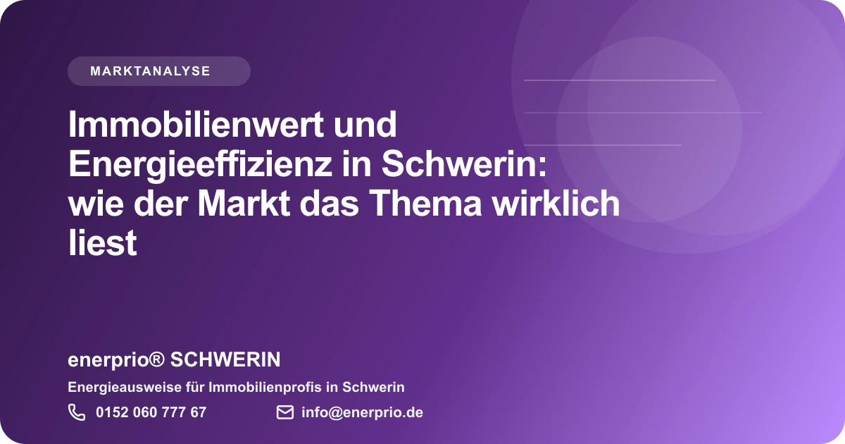 Artikelbild: Immobilienwert und Energieeffizienz in Schwerin: wie der Markt das Thema wirklich liest – enerprio® SCHWERIN für Immobilienprofis in Schwerin